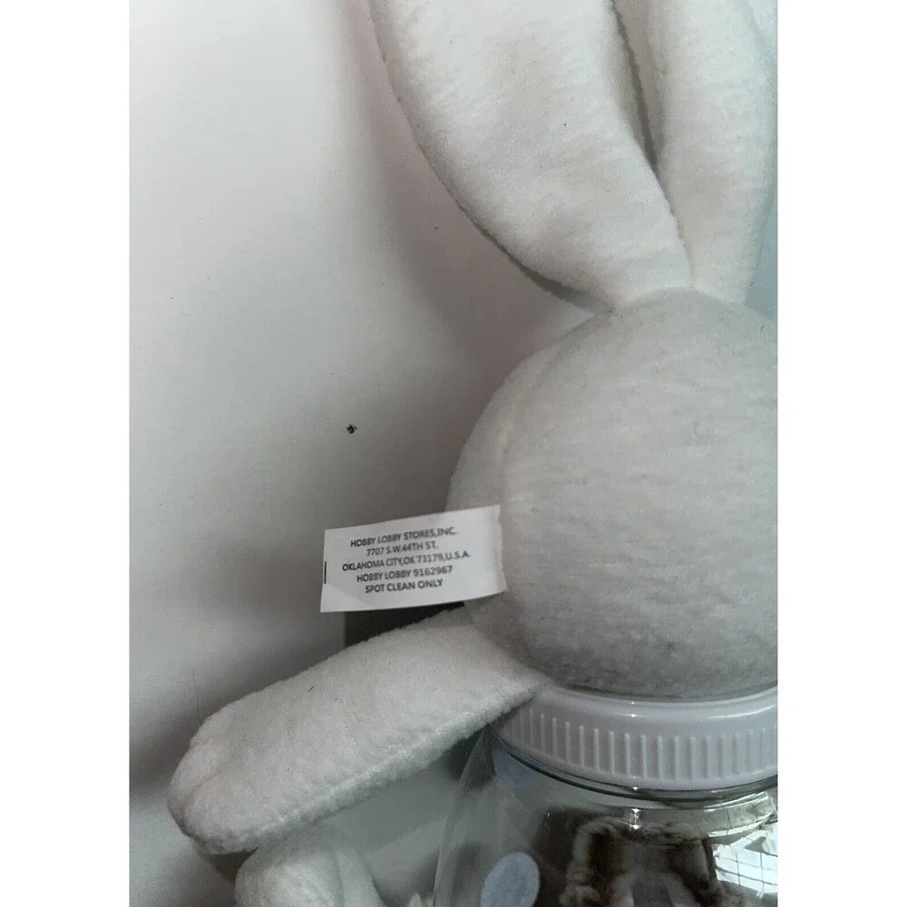 Bunny Blue Candle or Candy Holder with flowers New Easter - Picture 4 of 6